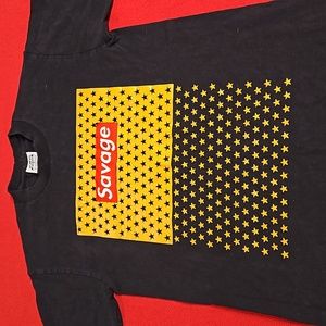 SAVAGE from Thumper Records black sleeve graphic tee logo Medium